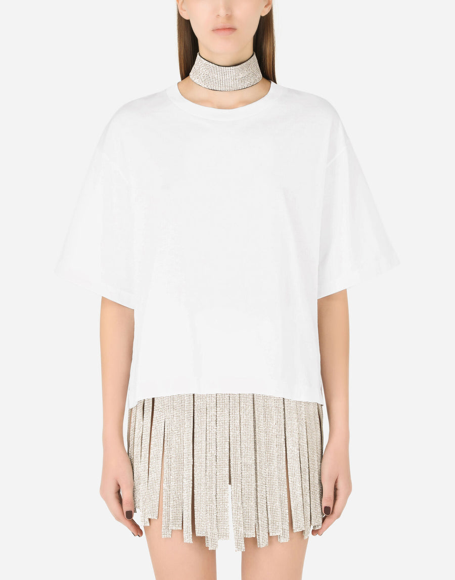 Бяла Oверсайз Памучна Тениска