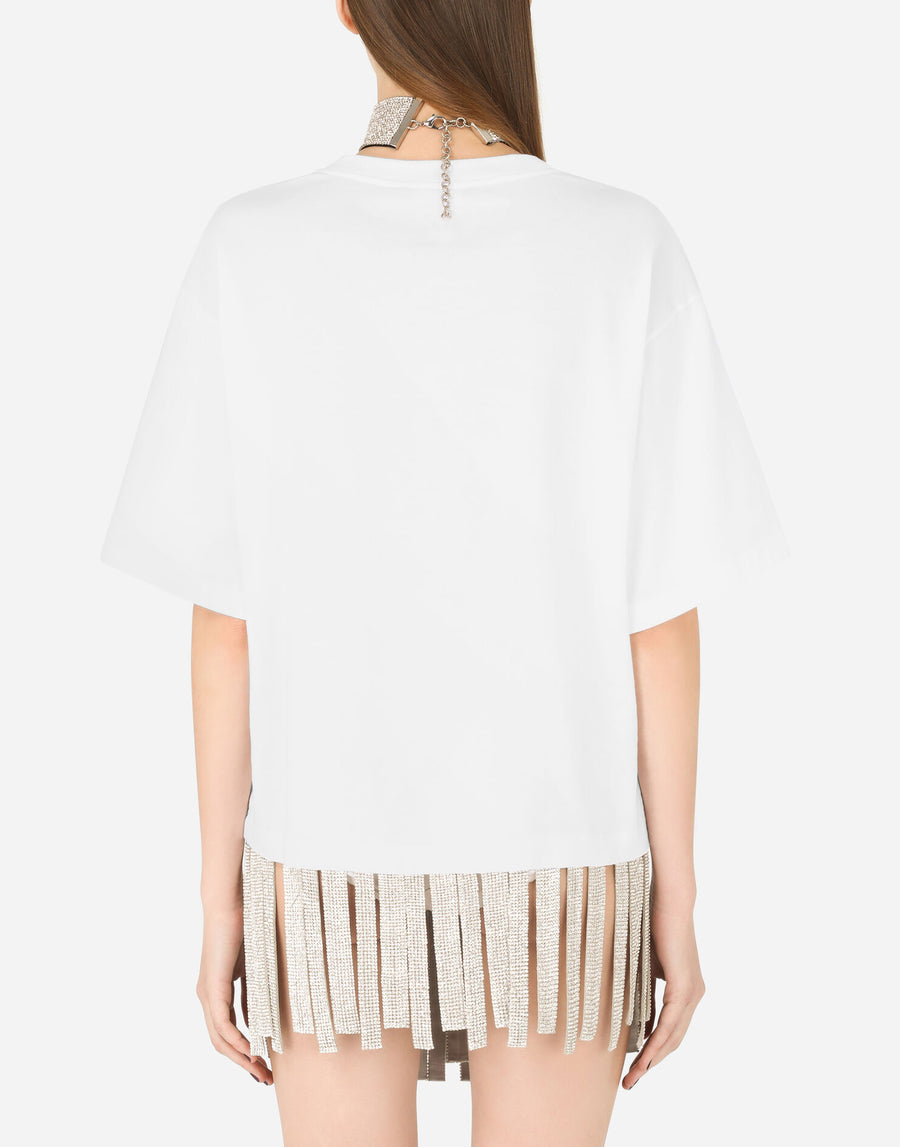 Бяла Oверсайз Памучна Тениска